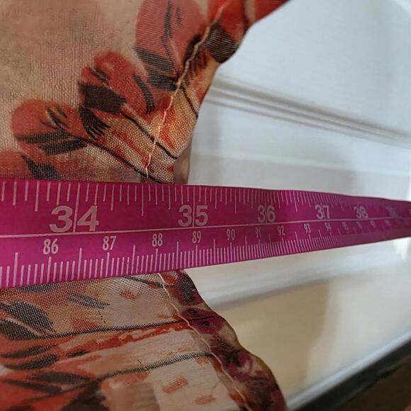 Anthro A'Reve Women's Mini Dress w/ Green Sheer Sleeves & Floral Skirt- Medium - Picture 8 of 8